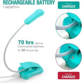 img 1 attached to Rechargeable Book Light, Vekkia/LuminoLite, 3 Colortemperature × 3 Brightness, Reading Lights for Bedtime Reading. Up to 70 Hours of Lighting. Ideal Gift for Bookworms, Kids &amp; Travelers. (Turquoise)