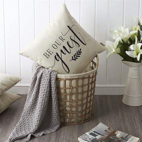 img 3 attached to 🏡 Meekio Farmhouse Be Our Guest Pillow Covers: 18" x 18" Farmhouse Guest Room Decor Must-Have