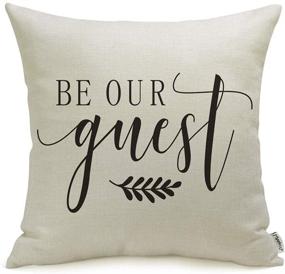 img 4 attached to 🏡 Meekio Farmhouse Be Our Guest Pillow Covers: 18" x 18" Farmhouse Guest Room Decor Must-Have