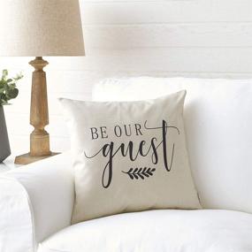 img 2 attached to 🏡 Meekio Farmhouse Be Our Guest Pillow Covers: 18" x 18" Farmhouse Guest Room Decor Must-Have