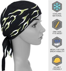 img 2 attached to Breathable Moisture-Wicking Pirate Hat: bANDS 3 Pcs Do Rags for Men - Ideal Skull Cap Helmet Liner for Running and Sports - Unisex Cotton Hat for Men & Women