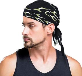 img 1 attached to Breathable Moisture-Wicking Pirate Hat: bANDS 3 Pcs Do Rags for Men - Ideal Skull Cap Helmet Liner for Running and Sports - Unisex Cotton Hat for Men & Women