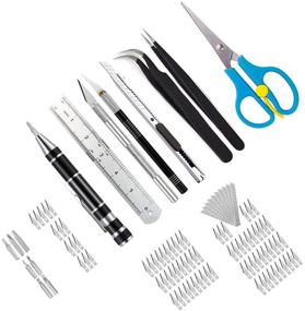 img 1 attached to 🔪 110-Piece Exacto Knife Set Craft Knife Art Knife Stencil Making Kit with Screwdriver, Tweezers, Scissors, Ruler, and Storage Box - Ideal for DIY Art Works, Engraving, Craft Cutting