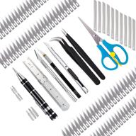 🔪 110-piece exacto knife set craft knife art knife stencil making kit with screwdriver, tweezers, scissors, ruler, and storage box - ideal for diy art works, engraving, craft cutting logo