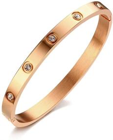img 4 attached to Stainless Zirconia Engagement Bracelet，Gold Rose Gold