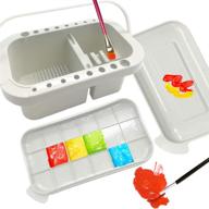 🎨 convenient multifunction paint brush basin: tub, holder, and palettes for artists - handle for indoors and outdoors logo