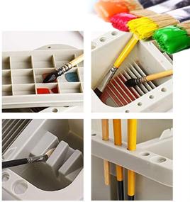 img 1 attached to 🎨 Convenient Multifunction Paint Brush Basin: Tub, Holder, and Palettes for Artists - Handle for Indoors and Outdoors