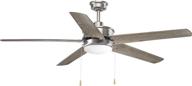 🌀 protruding mount ceiling fan with 5 driftwood blades and 18 watts light in antique nickel by progress lighting p2574-8130k логотип