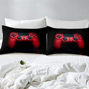 img 3 attached to 🎮 Erosebridal Twin Size Boys Gamepad Comforter Cover: Modern Red Gaming Controller Duvet Set with Pillow Case - Video Game Decorative Bedding, Black