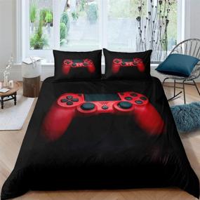 img 4 attached to 🎮 Erosebridal Twin Size Boys Gamepad Comforter Cover: Modern Red Gaming Controller Duvet Set with Pillow Case - Video Game Decorative Bedding, Black