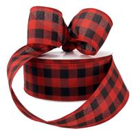 🎄 buffalo plaid wired ribbon decoration - 2 1/2" x 50 yards: perfect for christmas, farmhouse decor, and wrapping gifts! logo