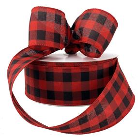 img 3 attached to 🎄 Buffalo Plaid Wired Ribbon Decoration - 2 1/2" x 50 Yards: Perfect for Christmas, Farmhouse Decor, and Wrapping Gifts!