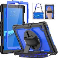 lenovo tablet m10 plus 10.3” fhd case - hxcaseac shockproof full body protective cover with shoulder strap, 360° rotatable hand strap/stand, screen protector, pencil holder for tab m10 plus 2020, blue logo