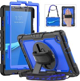 img 4 attached to Lenovo Tablet M10 Plus 10.3” FHD Case - HXCASEAC Shockproof Full Body Protective Cover with Shoulder Strap, 360° Rotatable Hand Strap/Stand, Screen Protector, Pencil Holder for Tab M10 Plus 2020, Blue