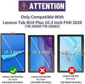 img 3 attached to Lenovo Tablet M10 Plus 10.3” FHD Case - HXCASEAC Shockproof Full Body Protective Cover with Shoulder Strap, 360° Rotatable Hand Strap/Stand, Screen Protector, Pencil Holder for Tab M10 Plus 2020, Blue