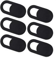 🖥️ 6 pack ultra thin black webcam cover slider - privacy/security for computers, laptops, smartphones, tablets logo