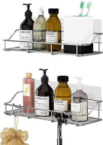img 3 attached to 🛁 2 Pack TESOT Adhesive Bathroom Shelf Organizer and Kitchen Storage Rack – Wall Mounted, No Drilling, Made of Durable SUS304 Stainless Steel