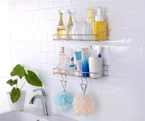 img 2 attached to 🛁 2 Pack TESOT Adhesive Bathroom Shelf Organizer and Kitchen Storage Rack – Wall Mounted, No Drilling, Made of Durable SUS304 Stainless Steel