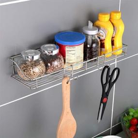 img 1 attached to 🛁 2 Pack TESOT Adhesive Bathroom Shelf Organizer and Kitchen Storage Rack – Wall Mounted, No Drilling, Made of Durable SUS304 Stainless Steel