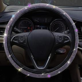 img 3 attached to 💎 Bling Steering Wheel Cover: ToBeQueen Soft Plush Velvet Crystal Rhinestone Cushion Protector - 15 inch - For Women and Girls