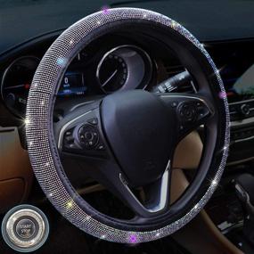 img 4 attached to 💎 Bling Steering Wheel Cover: ToBeQueen Soft Plush Velvet Crystal Rhinestone Cushion Protector - 15 inch - For Women and Girls