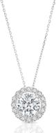 authentic 14k solid yellow gold halo pendant necklace featuring genuine swarovski zirconia, 18-inch logo