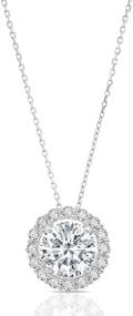 img 4 attached to Authentic 14k Solid Yellow Gold Halo Pendant Necklace featuring Genuine Swarovski Zirconia, 18-inch