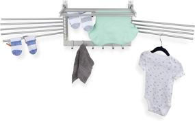 img 2 attached to 🧺 BGT Silver Metal Laundry Rack Wall Mount with Hooks & Swing Arms - Laundry Room Organizer, 17" Wash Clothes Drying Rack