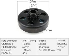img 1 attached to 🔧 Сборка высокого качества центробежного сцепления - тяжелой работы 0.75" отверстие 12T звездочка для цепи #35 - универсальная подходит для го-карт, мини-мотоциклов, квадроциклов, бензиновых скутеров - совместима с двигателями Honda, Briggs, Tecumseh на бензине.