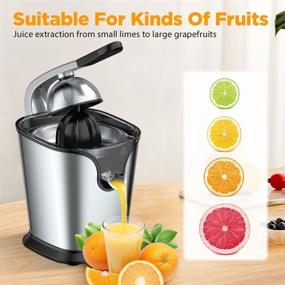 img 1 attached to 🍊 150W Stainless Steel Electric Citrus Juicer Squeezer for Orange, Lemon, Lime, and Grapefruit Juice - Soft Rubber Grip, Stainless Steel Filter, Anti-Drip Spout Lock - Black