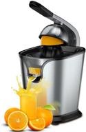 🍊 150w stainless steel electric citrus juicer squeezer for orange, lemon, lime, and grapefruit juice - soft rubber grip, stainless steel filter, anti-drip spout lock - black логотип