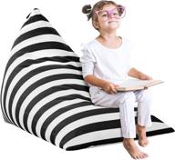 🧸 organize and declutter with pokonboy stuffed animal storage bean bag chair cover - 100% cotton canvas, zipper closure (no beans), ideal for kids! (black) logo