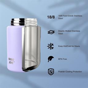 img 2 attached to 🍱 GOGOJOVE Insulated Thermoses for Hot Food - 16 oz Food Jar, Leak Proof Vacuum Stainless Steel Container to Keep Food Hot / Cold for Kids, Adults, School, Office, Travel, Outdoors - Light Purple