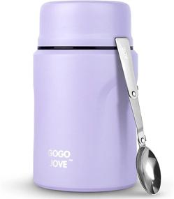 img 4 attached to 🍱 GOGOJOVE Insulated Thermoses for Hot Food - 16 oz Food Jar, Leak Proof Vacuum Stainless Steel Container to Keep Food Hot / Cold for Kids, Adults, School, Office, Travel, Outdoors - Light Purple