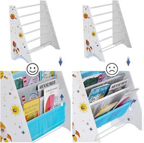 img 2 attached to SONGMICS Kids' Book Organizer Storage Shelf - Organize Playroom, Children’s Room - Blue and Gray