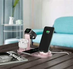 img 1 attached to 6 in 1 Multi-Function Wireless Charging Station Dock for Apple Watch, Airpods, iPhone 11 Pro Max, and More - Fast Qi Wireless Charger Stand Holder Pad for X XS XR and Smartphone