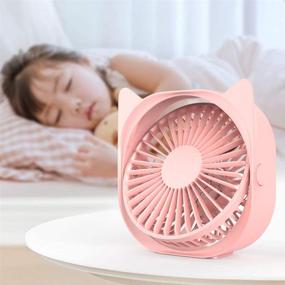 img 3 attached to 🌬️ Portable Desk Fan: Small, Quiet USB Plug-in for Bedroom, Dorm & Office | 3 Adjustable Speeds, Rotatable, Fast Cooling – Ideal for Home, Work, Travel (Pink)