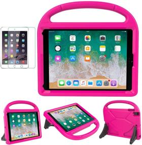 img 4 attached to MOXOTEK Pink Kids Case for iPad 9.7 2018/2017/Air 1/2/Pro 9.7 – Durable Shockproof Protection with Handle Stand & Screen Protector, 5th/6th Generation Apple 9.7 inch Cover