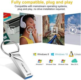 img 1 attached to 2Pack Yiracy 64GB USB Flash Drive - Waterproof Memory Stick - High Speed Thumb Drive - Metal USB Drive - Portable Large Storage USB Stick with Keychain (64GB, 2Pack)