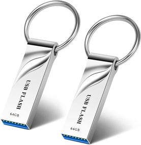 img 4 attached to 2Pack Yiracy 64GB USB Flash Drive - Waterproof Memory Stick - High Speed Thumb Drive - Metal USB Drive - Portable Large Storage USB Stick with Keychain (64GB, 2Pack)