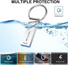 img 3 attached to 2Pack Yiracy 64GB USB Flash Drive - Waterproof Memory Stick - High Speed Thumb Drive - Metal USB Drive - Portable Large Storage USB Stick with Keychain (64GB, 2Pack)