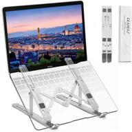 laptop stand, portable aluminum laptop riser with 7 height levels, adjustable computer laptop holder for desk, fits all laptops up to 15.6 inches logo