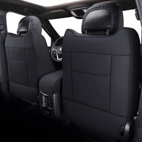 img 3 attached to 🚙 Top-Quality Coverado Full Set Custom Leatherette Seat Covers for Jeep Grand Cherokee 2011-2021 - Waterproof Black Seat Protectors - 5 Pieces Included