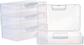 img 4 attached to 📦 BENECREAT 4 Pack Large Clear Plastic Storage Boxes - 5.5x3.5x1.5" Container with Hinged Lid for Small Craft Accessories, Office Supplies, and Clips