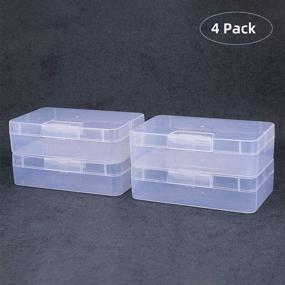 img 2 attached to 📦 BENECREAT 4 Pack Large Clear Plastic Storage Boxes - 5.5x3.5x1.5" Container with Hinged Lid for Small Craft Accessories, Office Supplies, and Clips