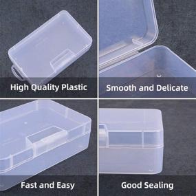 img 1 attached to 📦 BENECREAT 4 Pack Large Clear Plastic Storage Boxes - 5.5x3.5x1.5" Container with Hinged Lid for Small Craft Accessories, Office Supplies, and Clips