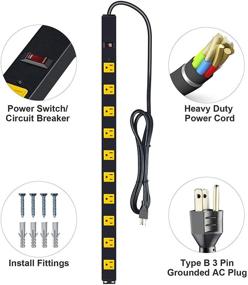 img 2 attached to ⚡️ BTU 10 Outlet Heavy Duty Metal Power Strip, Wall Mount Surge Protector Socket with 6FT Extension Cord, 125V/15A for Workbench/Shop Garage - Enhanced SEO
