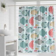 colorful favonian kids multi-fish fabric shower curtain set with hooks - 72 x 72 inch, hotel quality cute cartoon fishes bath curtain for bathroom logo