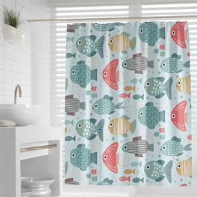 img 4 attached to Colorful Favonian Kids Multi-Fish Fabric Shower Curtain Set with Hooks - 72 x 72 inch, Hotel Quality Cute Cartoon Fishes Bath Curtain for Bathroom
