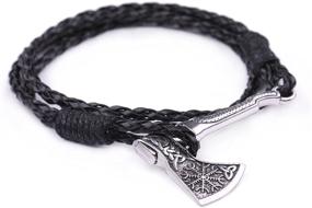 img 4 attached to 🪓 LIKGREAT Viking Perun's Axe Helm of Awe Talisman Leather Rope Bracelets: Anchoring Strength and Style